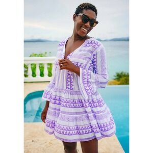 Devotion Twins Ella tunic dress size S lilac‎ embroidered boho resort chic
